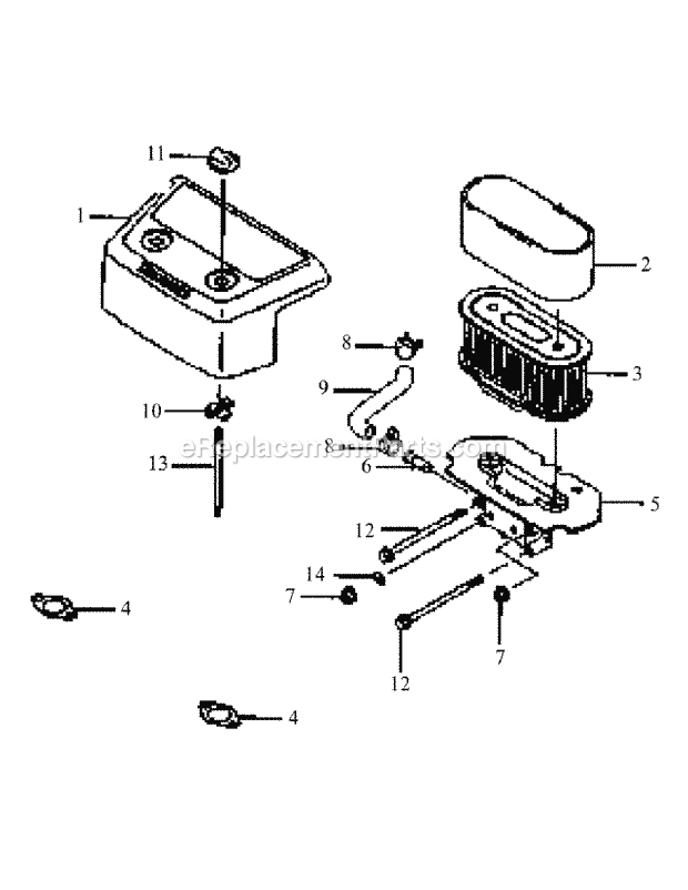 Fh601v As08 Air Filter Diagram and Parts List for M48-KW 53AB5DAV150 Cub Cadet Sprayer